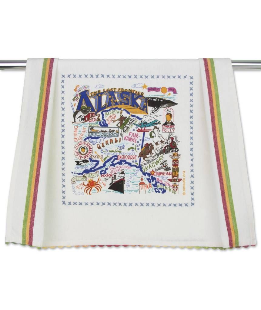 Catstudio Western Region Dish Towels, State: Alaska