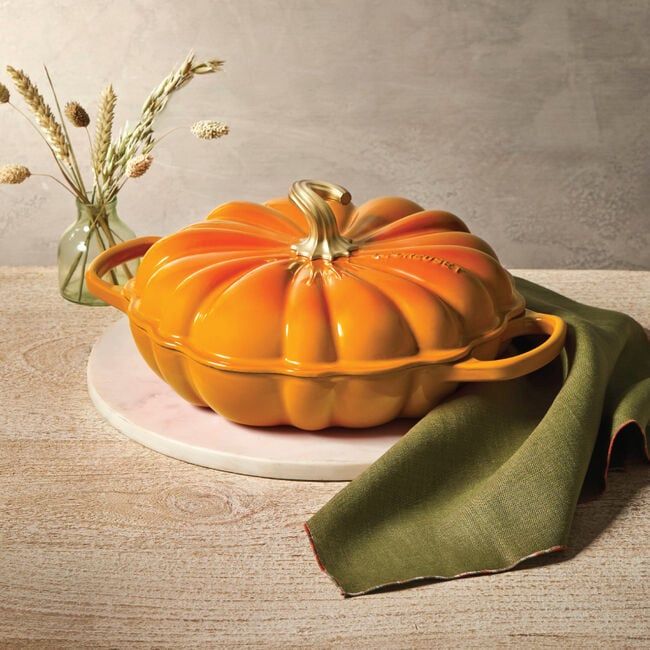 Le Creuset Signature Pumpkin Braiser 2.75 QT Persimmon Novelty Gold Knob