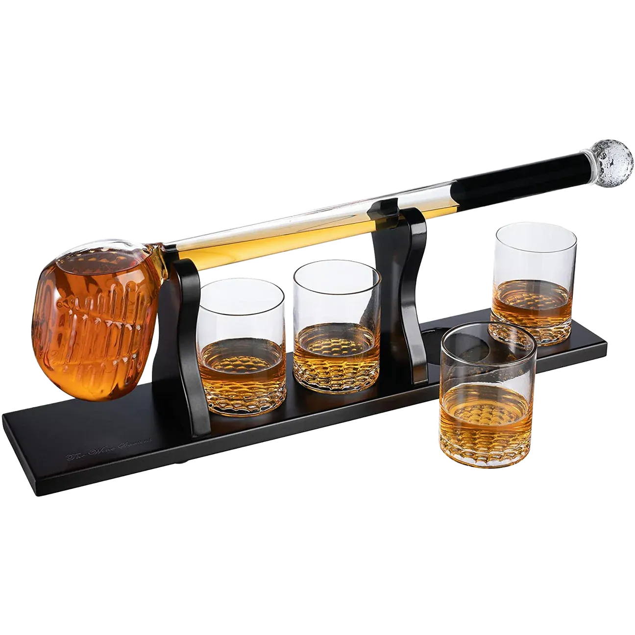 TWS - Golf Club Whiskey Decanter and 4 Liquor Glasses