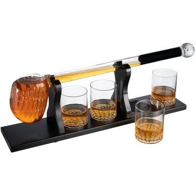 TWS - Golf Club Whiskey Decanter and 4 Liquor Glasses