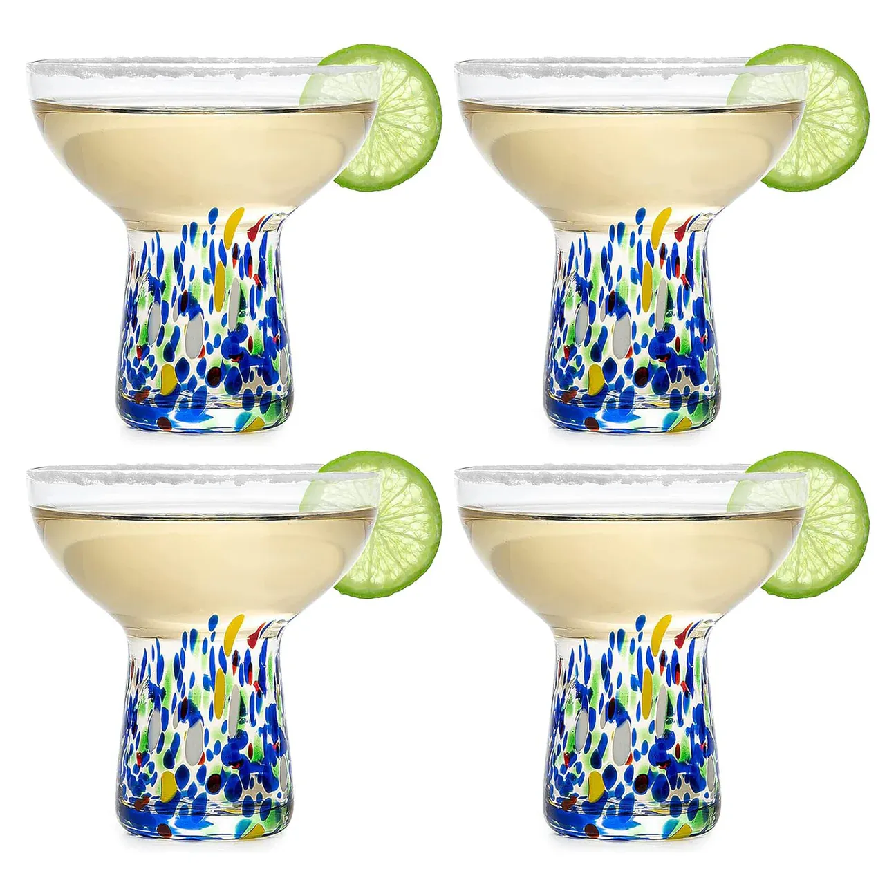 TWS - Stemless Margarita Confetti Mexican Glasses S/4