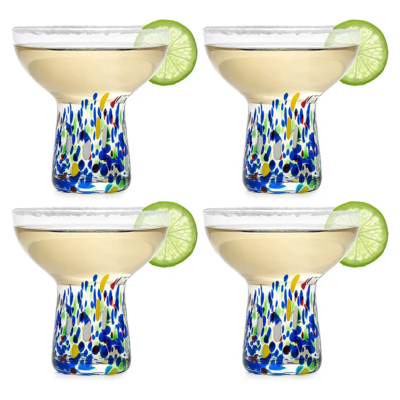 TWS - Stemless Margarita Confetti Mexican Glasses S/4