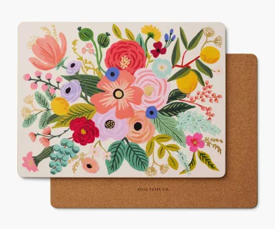 Rifle Paper- Garden Party S/4 Cork Placemats
