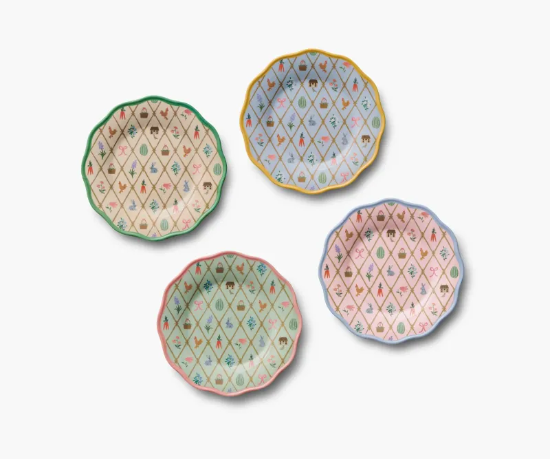 Rifle Paper- Spring Farm Melamine Dessert Plates Set of 4