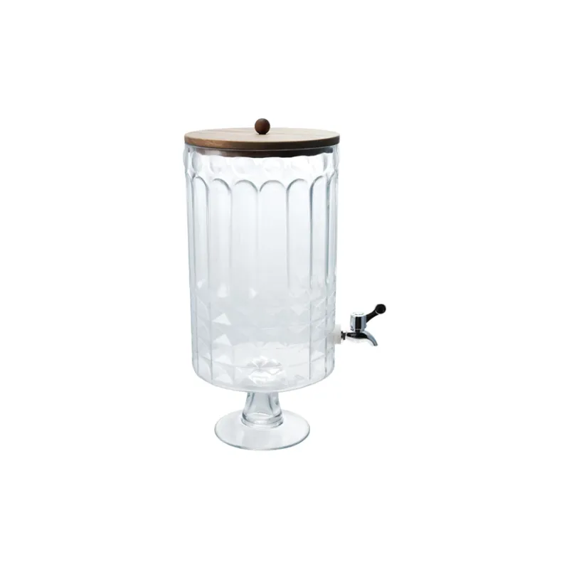 8 Qt Glass Footed Beverage Dispenser with Spout &amp; Lid