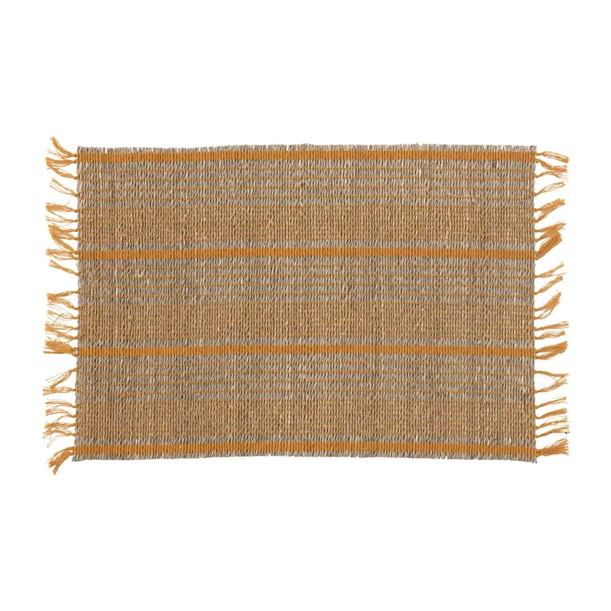 Bamboo Placemat with Stripes and Fringe