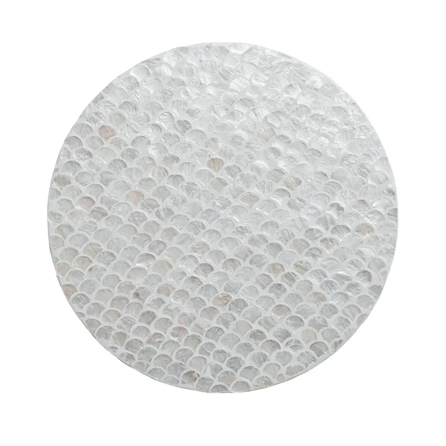 Capiz &amp; MDF Lazy Susan Cream &amp; Natural