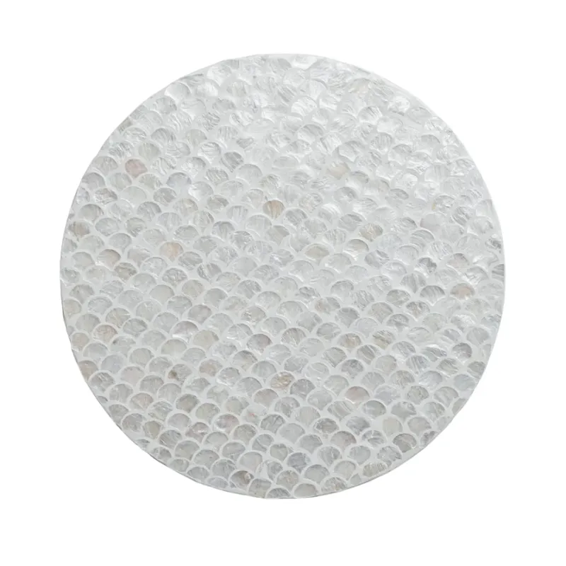 Capiz &amp; MDF Lazy Susan Cream &amp; Natural