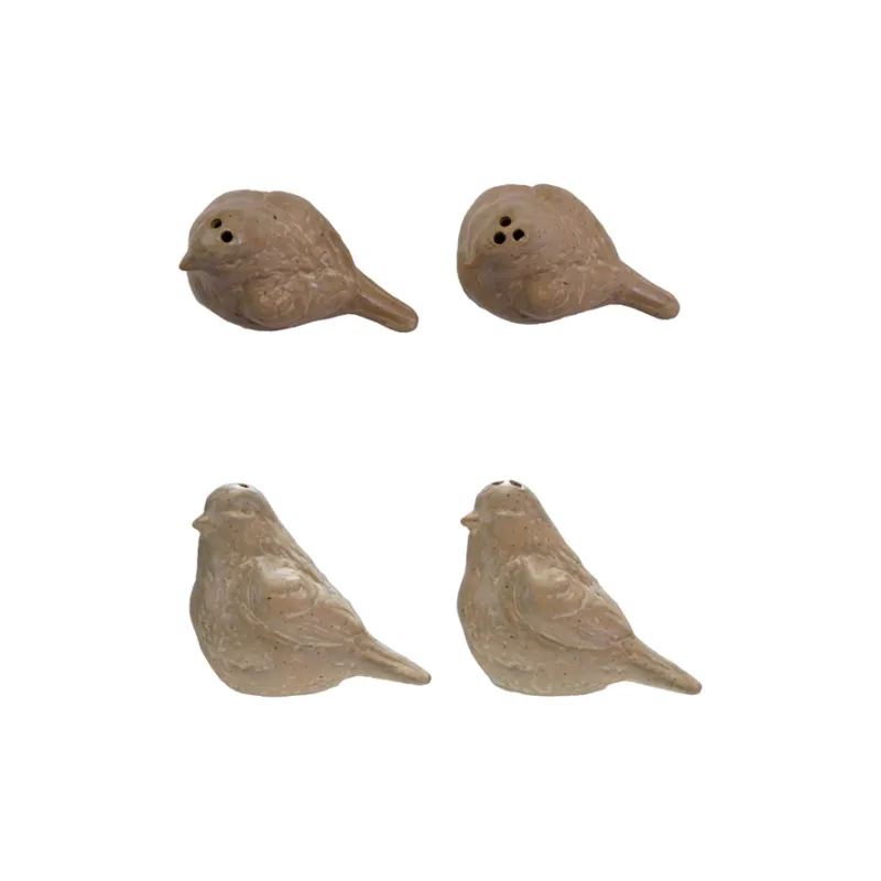 Debossed Stoneware Bird Salt &amp; Pepper Shakers
