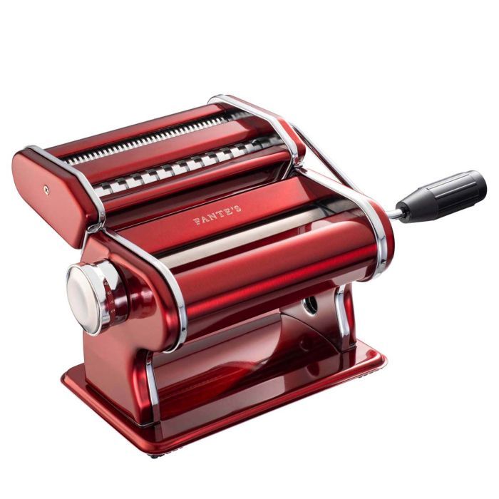 Fantes Pasta Machine with Double Pasta Cutter, Red