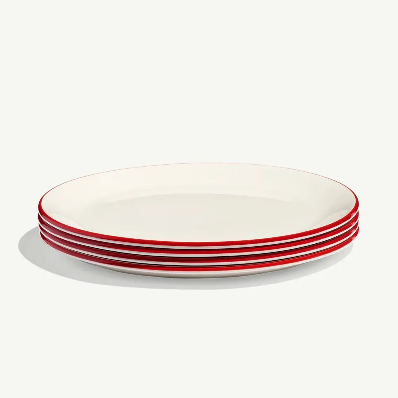 MADE IN 10.5&quot; Dinner Plate - Red Rim S/4