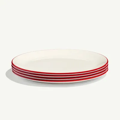 MADE IN 10.5&quot; Dinner Plate - Red Rim S/4