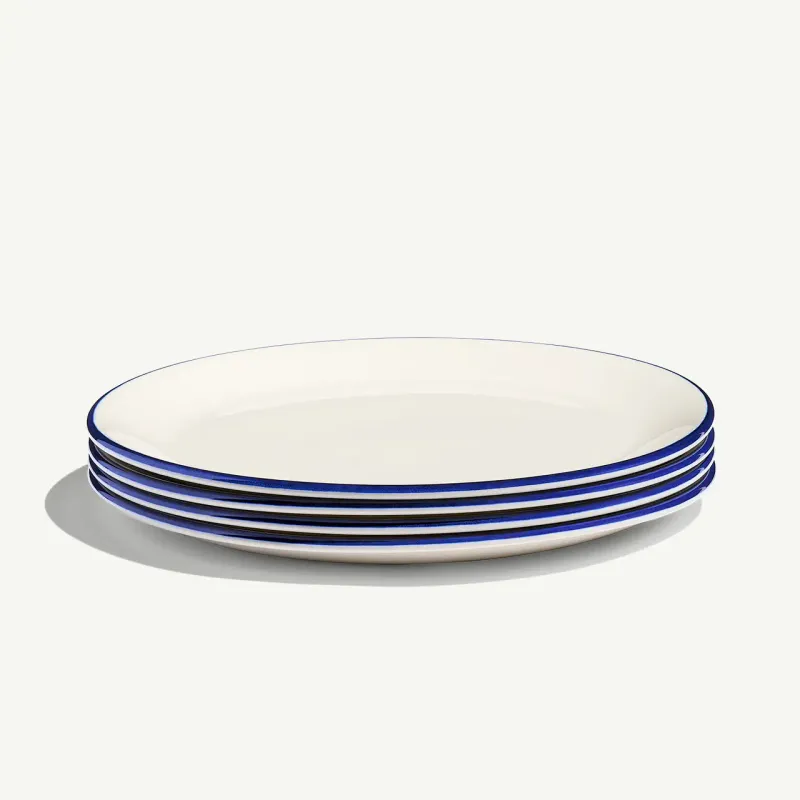 MADE IN 10.5&quot; Dinner Plate - Blue Rim S/4