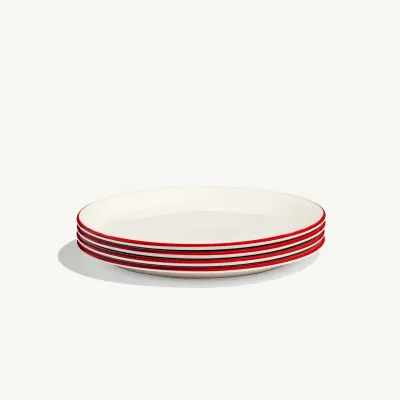 MADE IN 8&quot; Appetizer Plate - Red Rim S/4