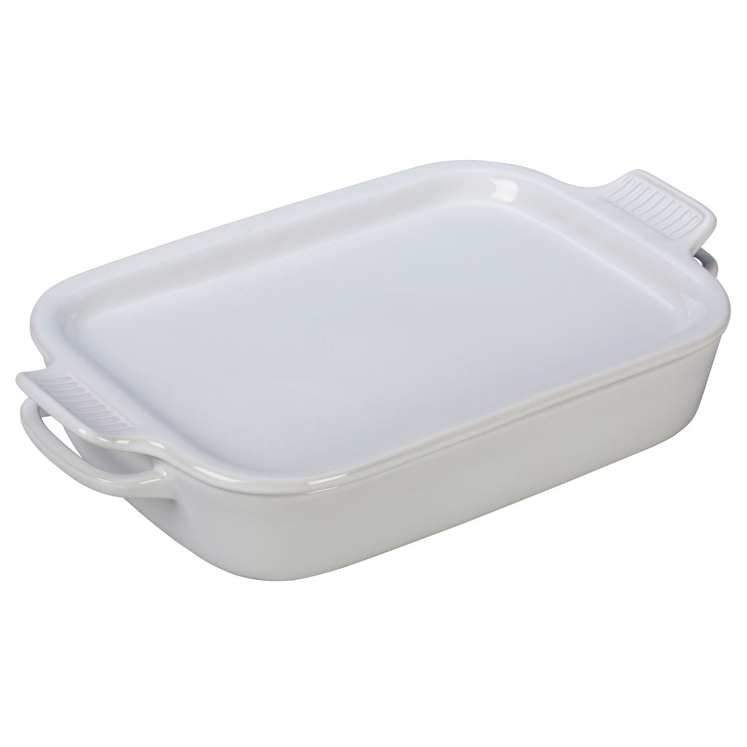 Le Creuset Rectangular Dish with Platter Lid 3 Qt, Color: White