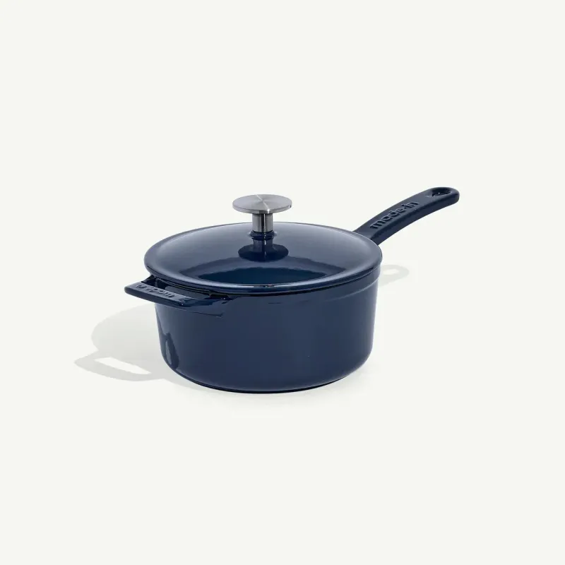MADE IN- 2QT Enameled Cast Iron Saucepan- Harbour Blue