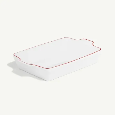 MADE IN- Rectangular Baking Dish 9X13 Red Rim