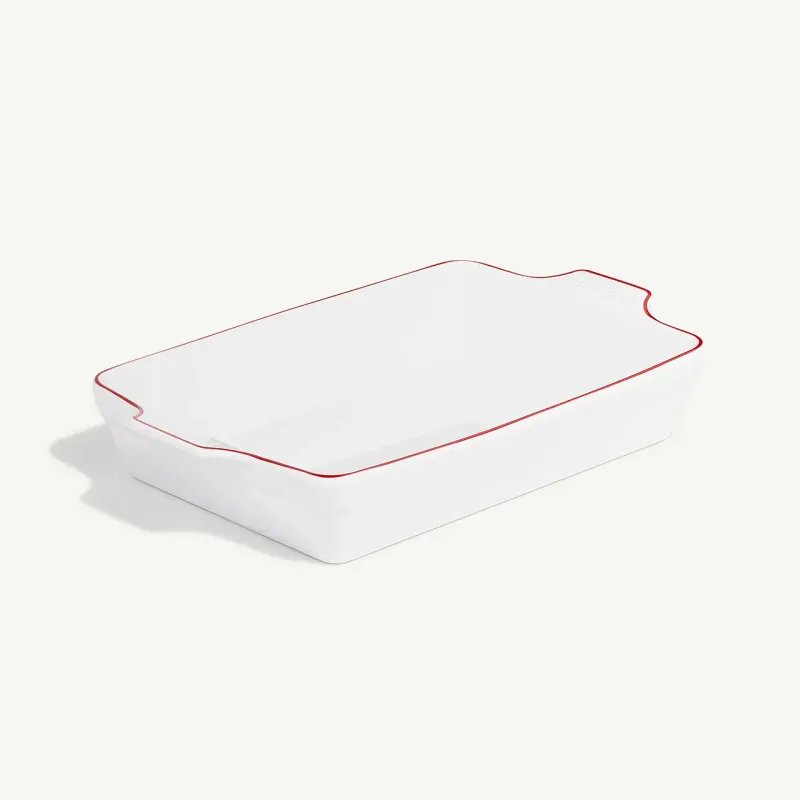 MADE IN- Rectangular Baking Dish 9X13 Red Rim
