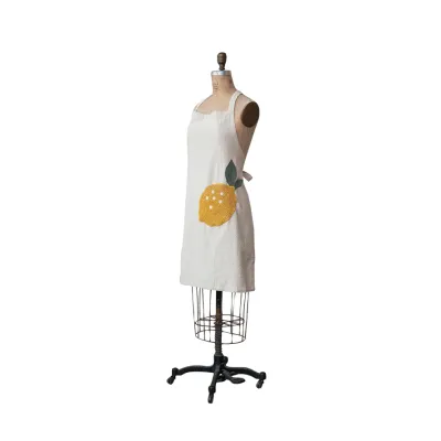 Cotton &amp; Linen Apron w/  Lemon Shaped Pocket