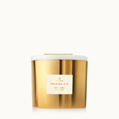 Frasier Fir Gilded Candle 3-Wick Gold