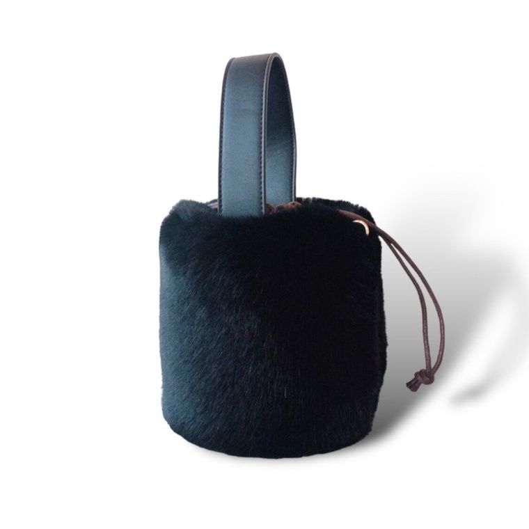 Small Fur Tote, Colour: Black