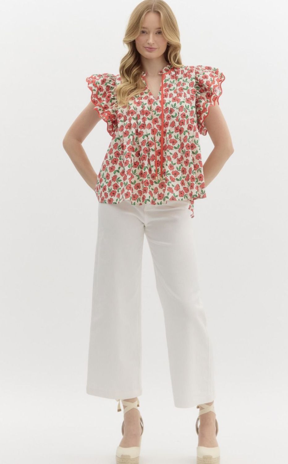 Red Floral Top