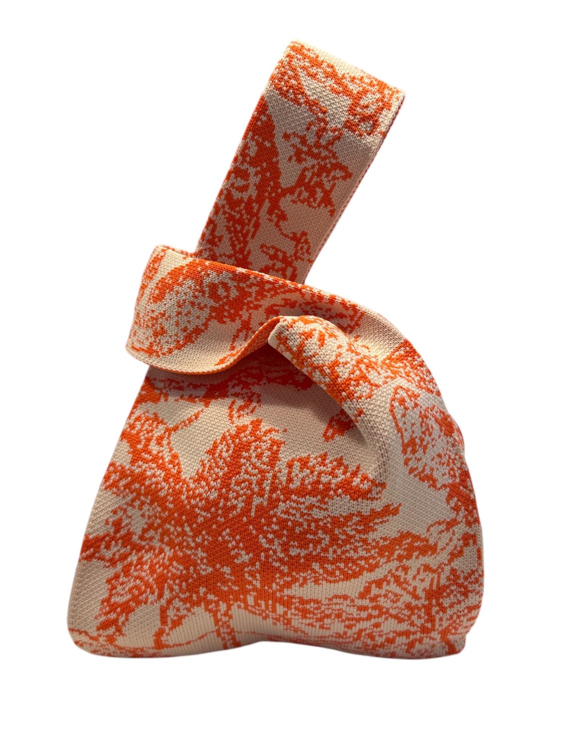 Orange Palm Knit Wrist Bag