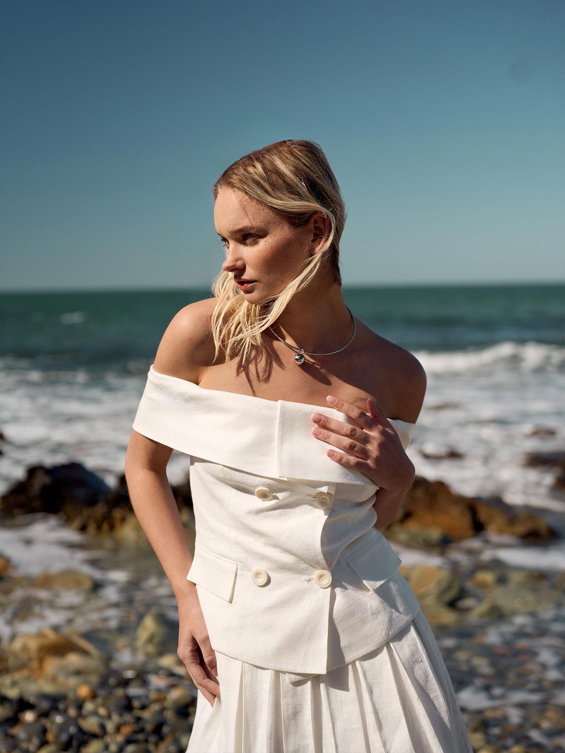 Linen Boat Collar Top