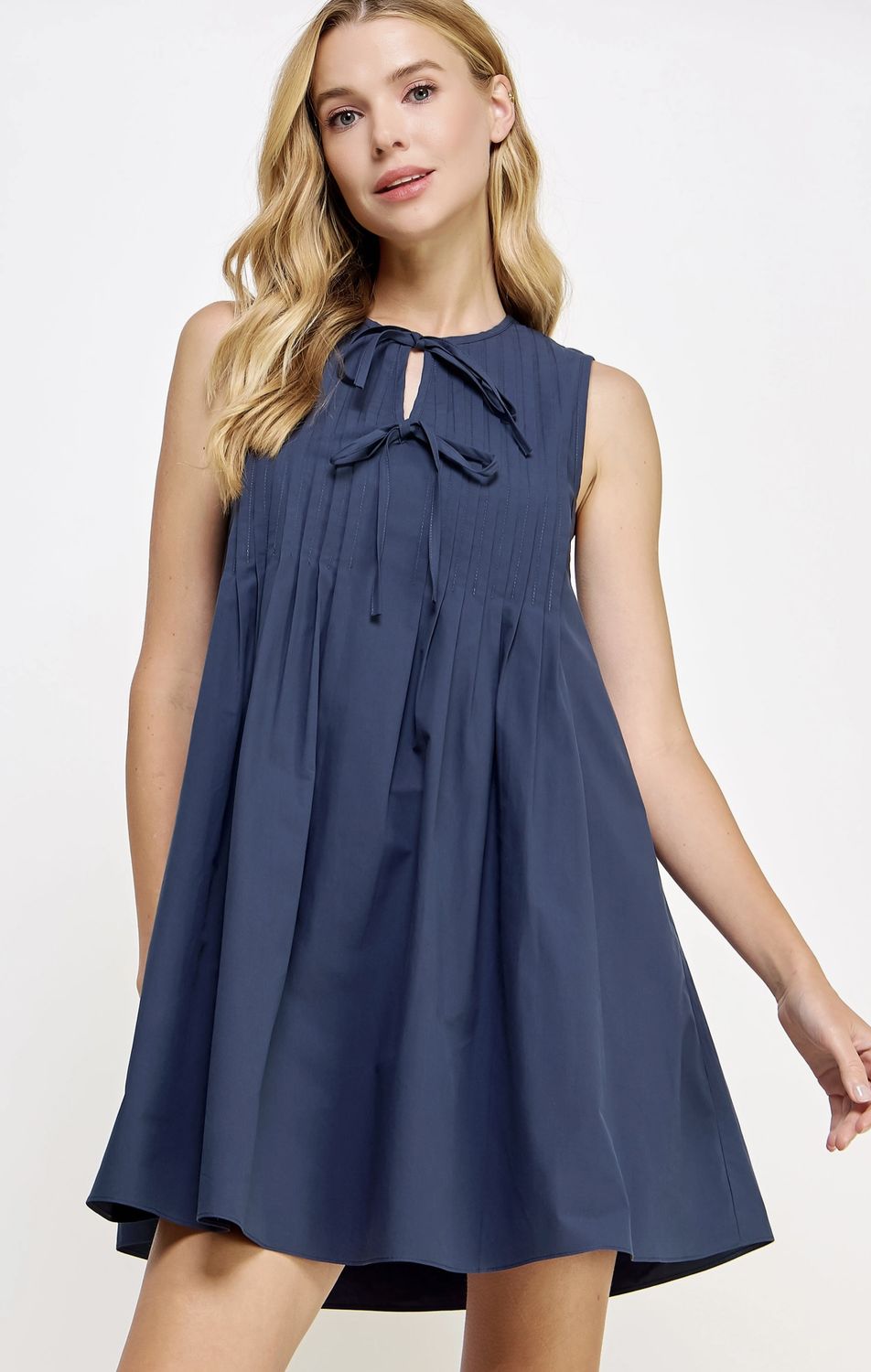 Pintuck Mini Dress