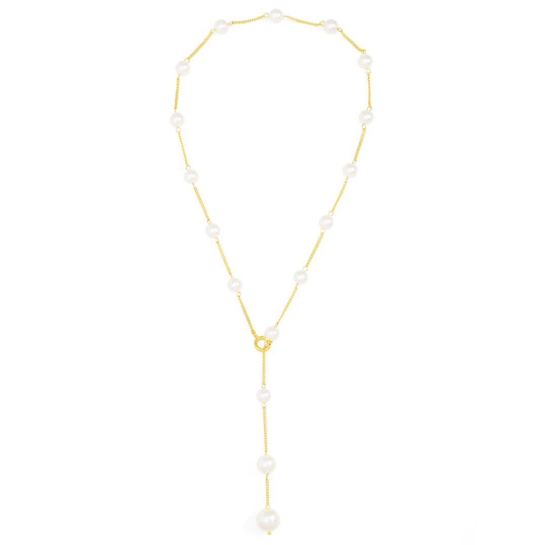 2 in 1 Pearl Lariat Collar Necklace