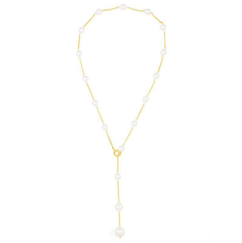 2 in 1 Pearl Lariat Collar Necklace