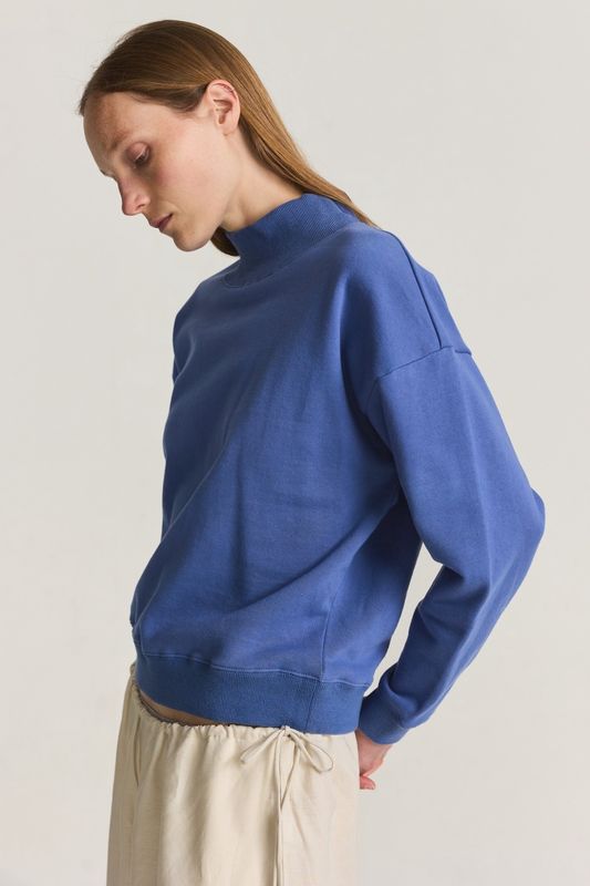 Blue Mock Neck Sweatshirt