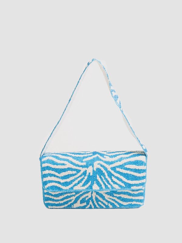 Beaded Zebra Shoulder Bag