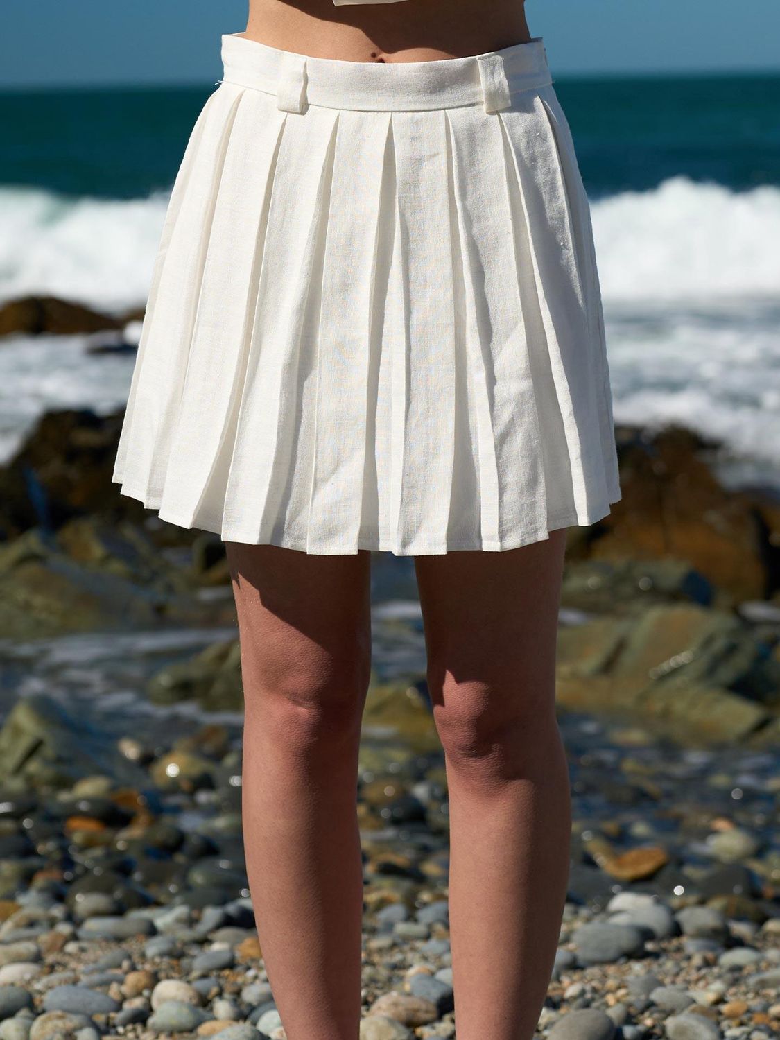 Pleated Linen Mini Skirt