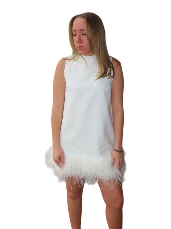 Feather Hem Mini Dress