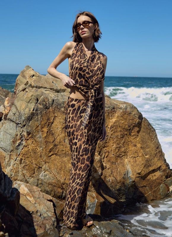 Chiffon Leopard Beach Top