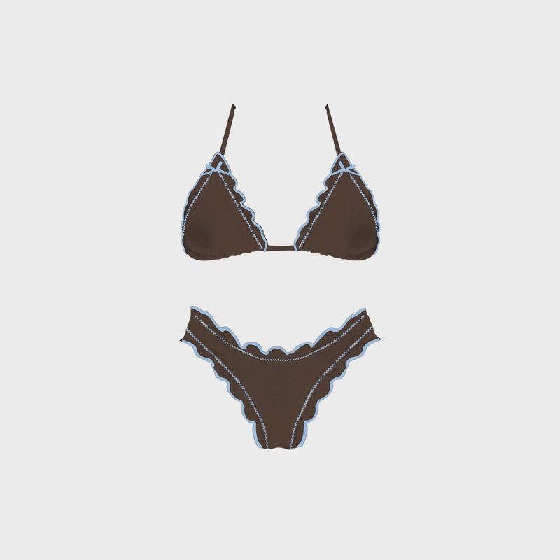 Brown Bow Bikini Set