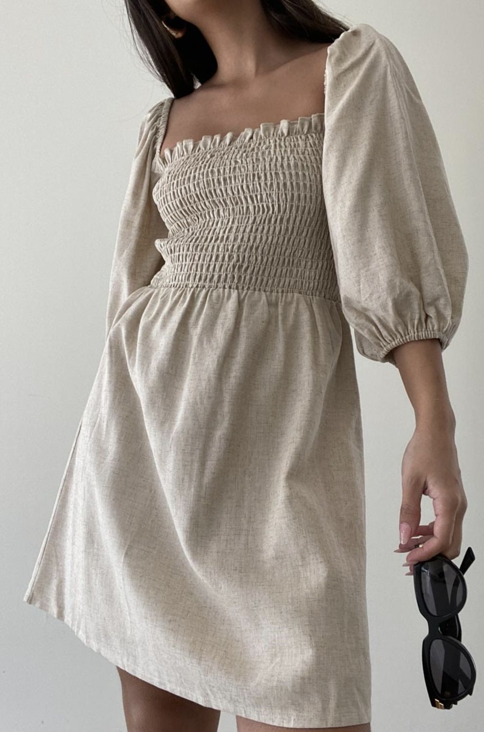 Puffed Smock Dress