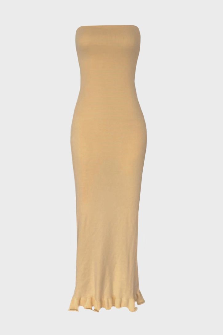 Yellow Ruffle Hem Dress