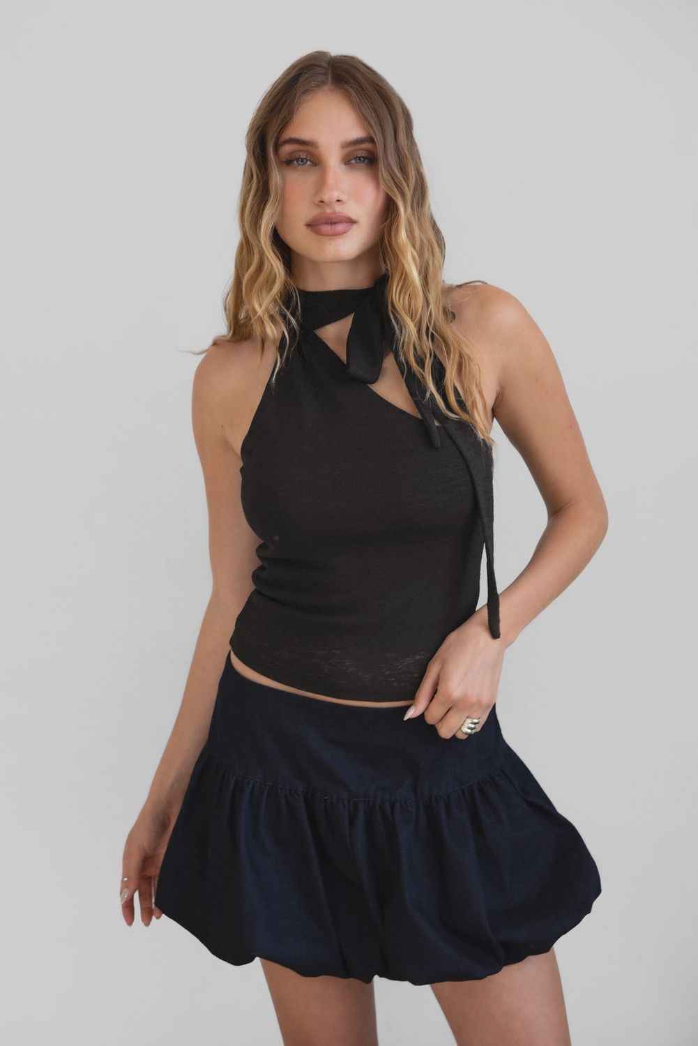 Black Neck Tie Top