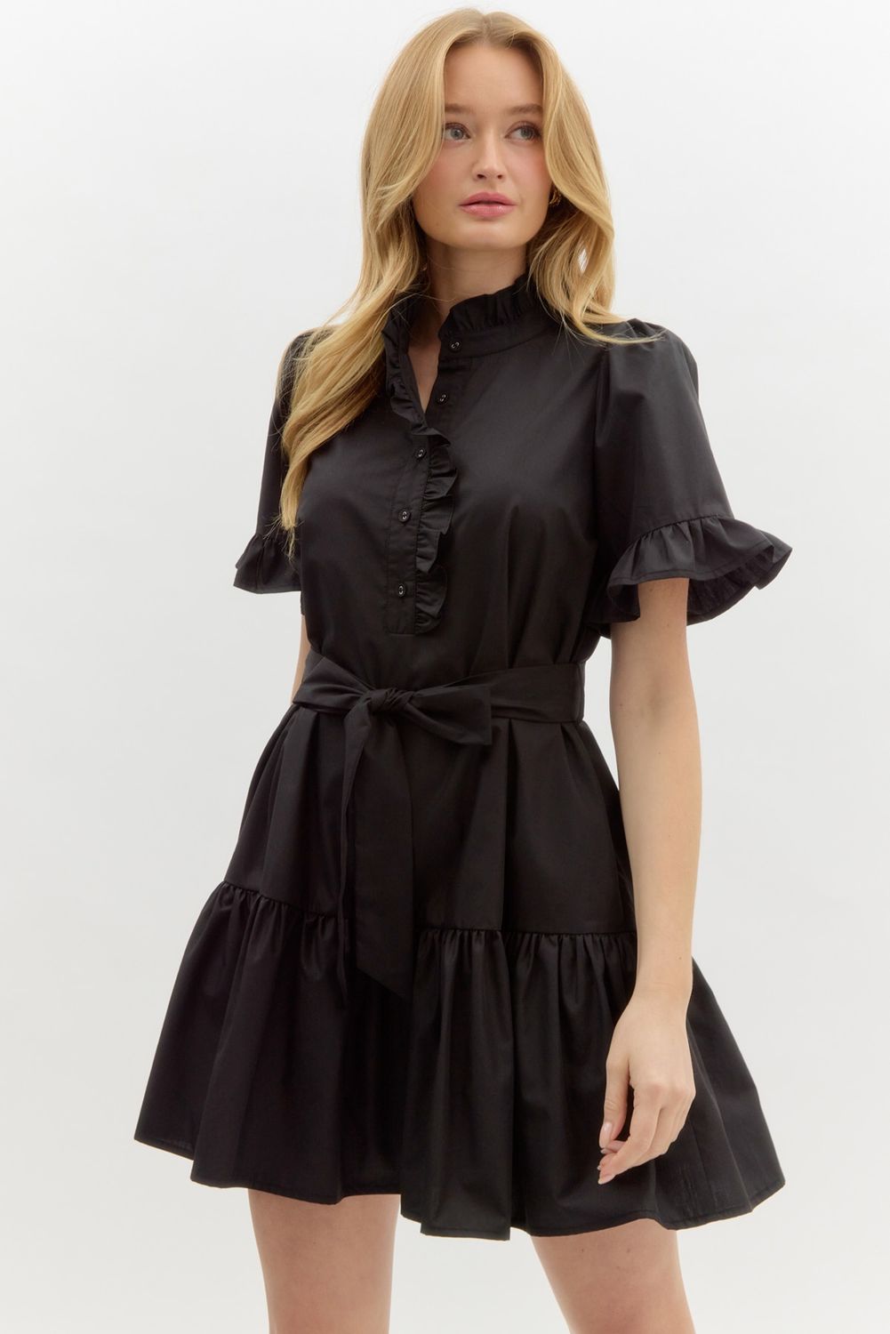 Black Waist Tie Dress