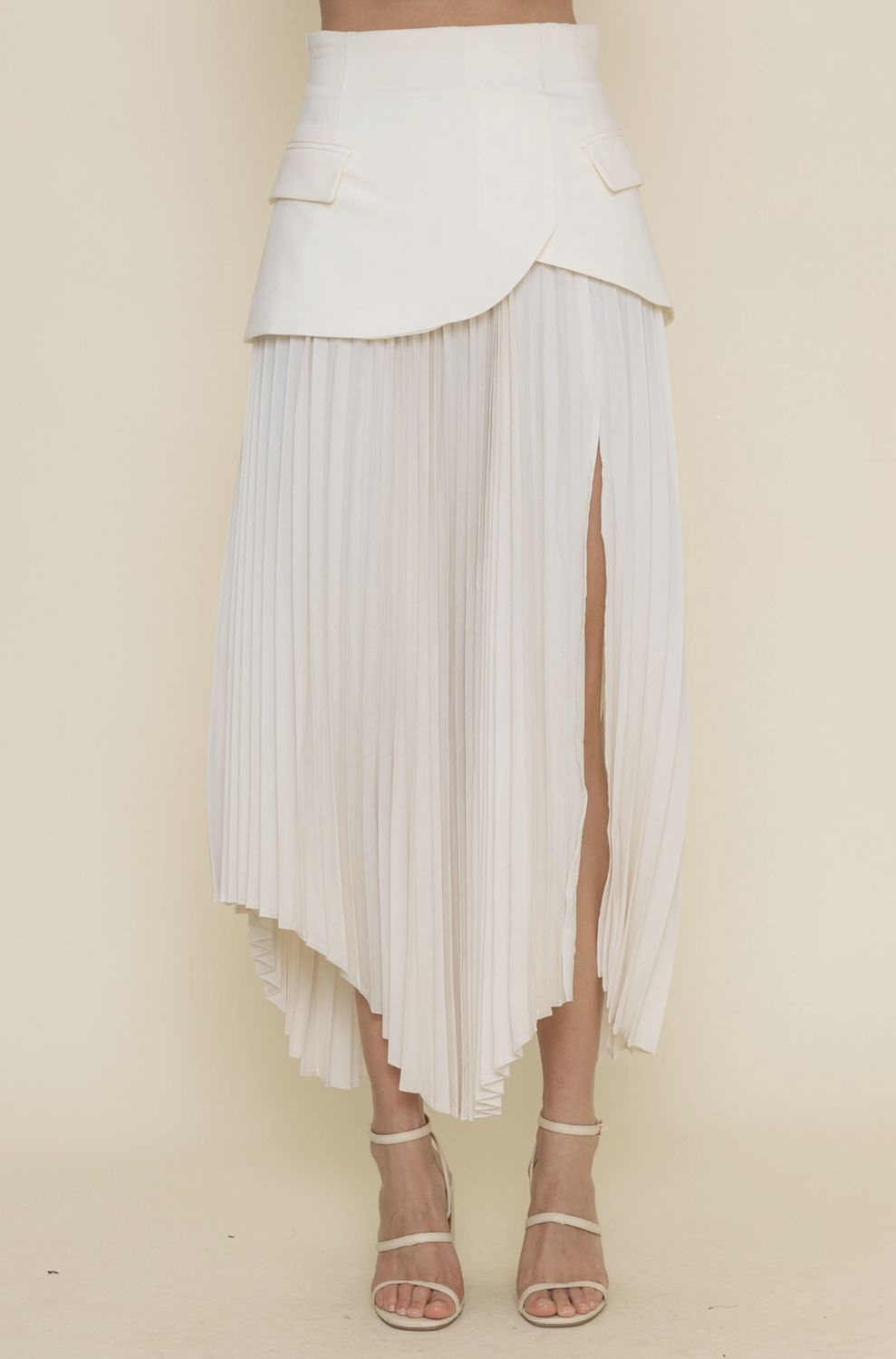 Pleated Slit Skirt