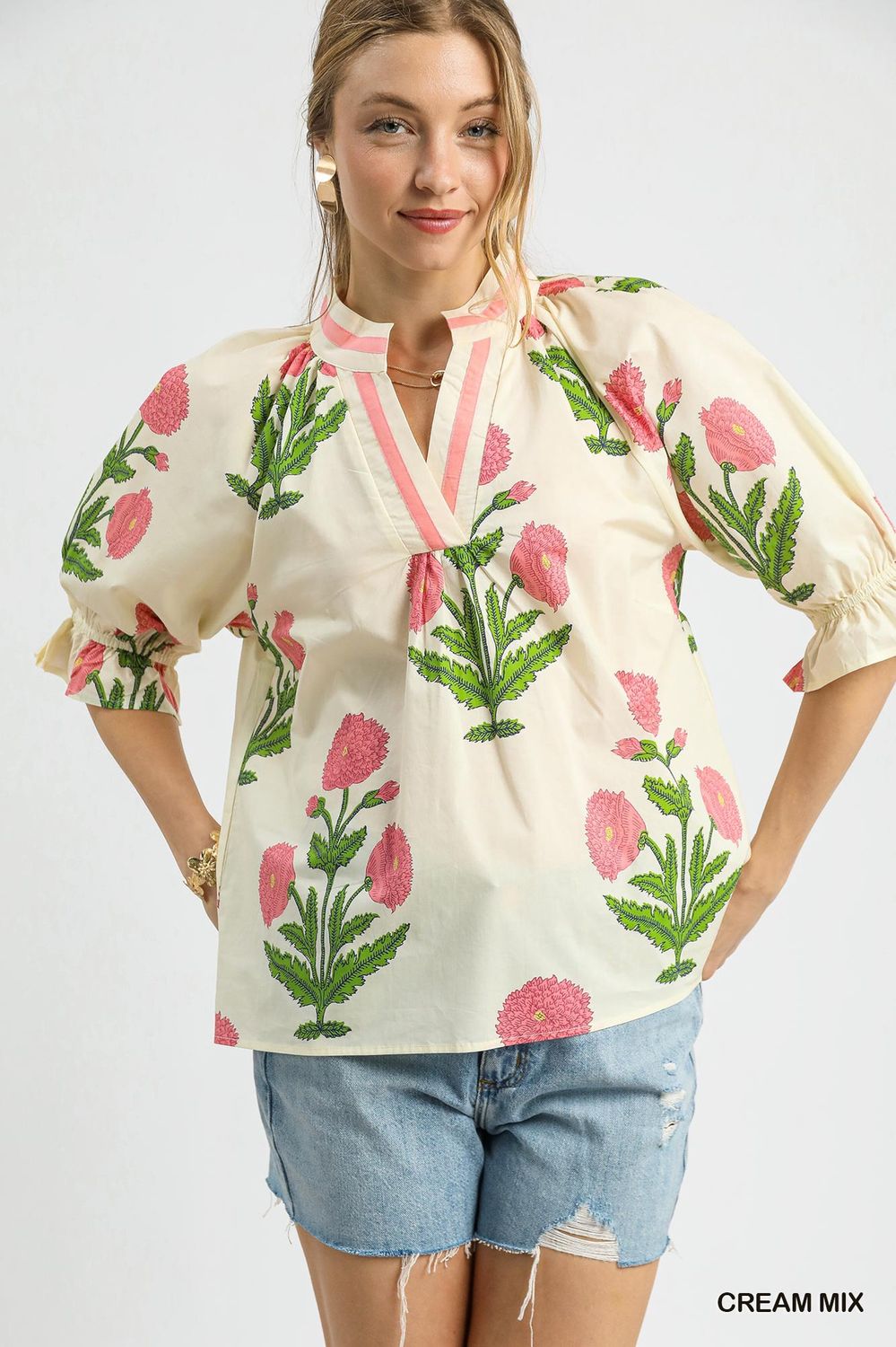 Cream Floral Blouse