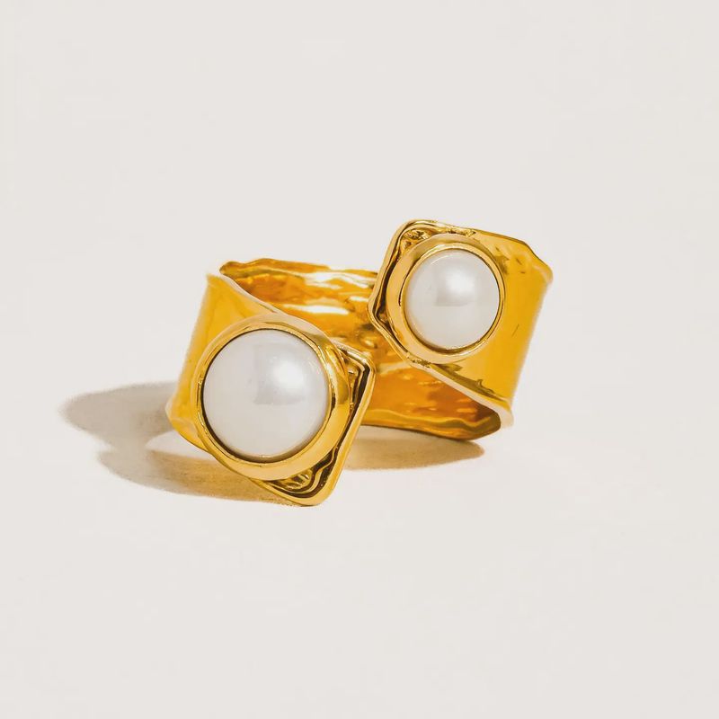 Double Pearl Abstract Ring