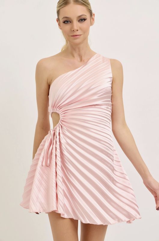Pleated Waist Cutout Mini