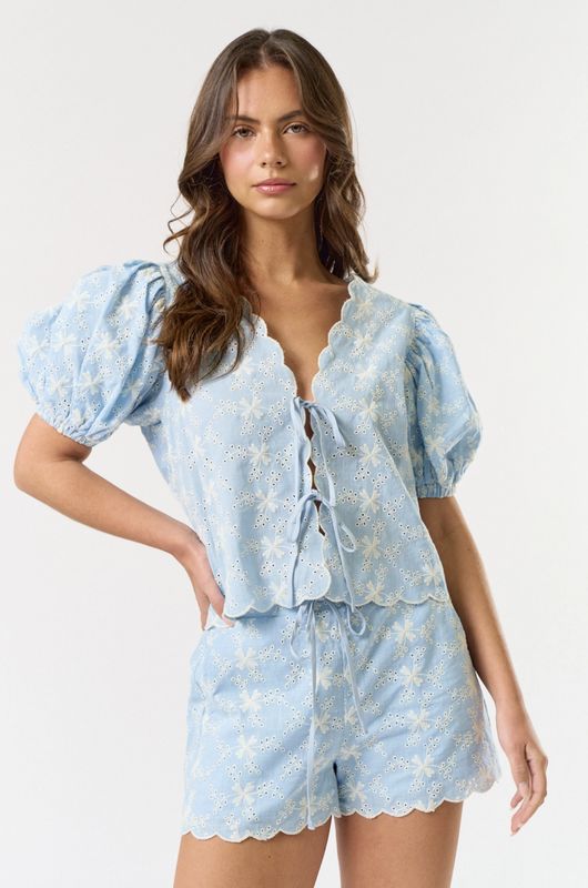 Linen Eyelet Shorts