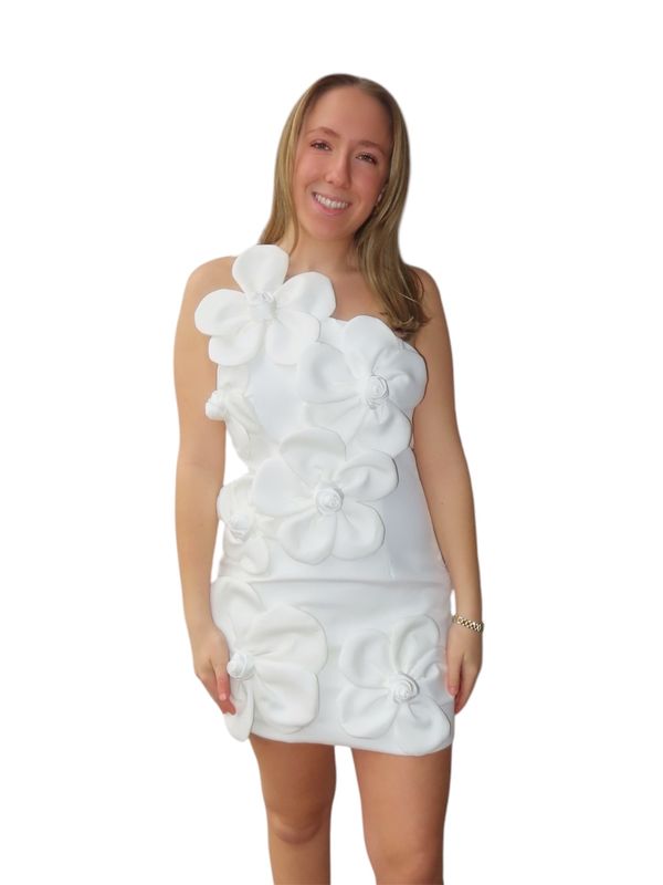 Strapless Rosette Mini Dress