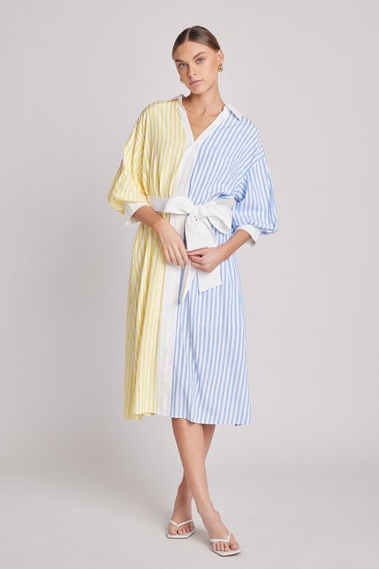 Stripe Shirt Midi Dress