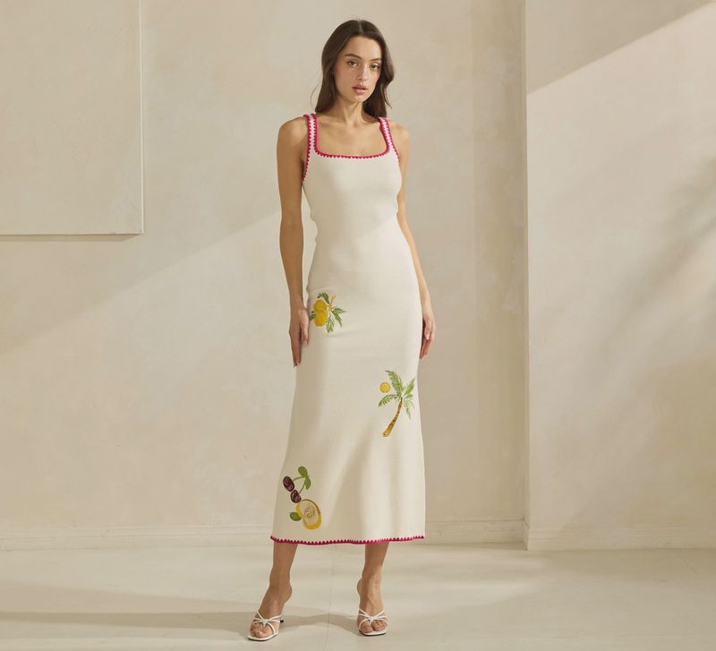 Lemon Embroidered Dress