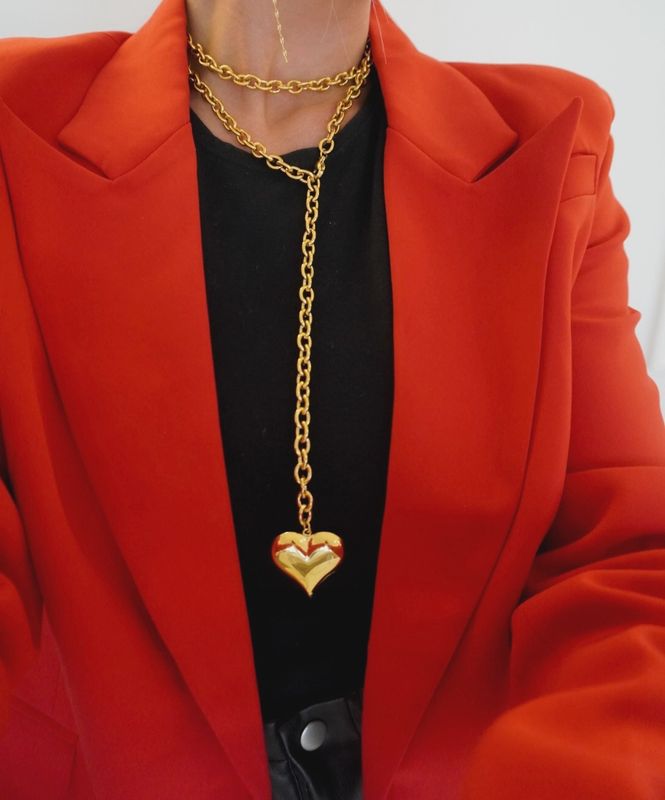 Long Gold Heart Necklace